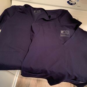 Navy Blue Figs Scrub Tops